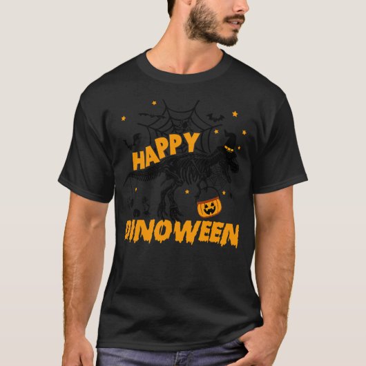 Happy Dinoween Funny Dinosaur Skeleton Halloween K Tシャツ (正面)