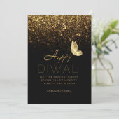 Happy Diwaliカスタマイズ可能な豪華なブラックと金ゴールド シーズンカード (スタンド正面)