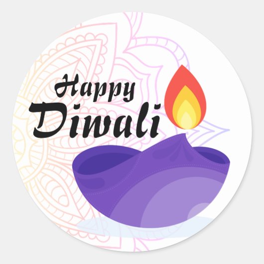 Happy Diwaliスタンプ ラウンドシール (正面)