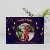 Happy Diwali写真 箔シーズンカード (立ち正面)