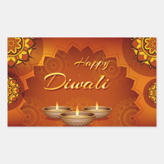 Happy Diwali矩形ステッカー 長方形シール (正面)