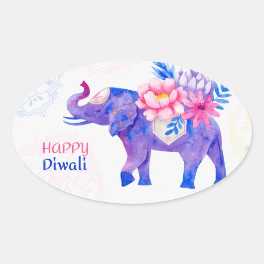Happy Diwali 楕円形シール (正面)