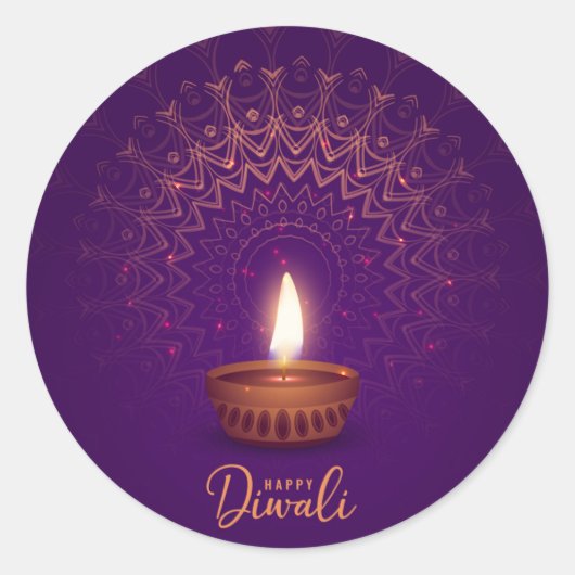 Happy Diwali - Candle lit ラウンドシール (正面)