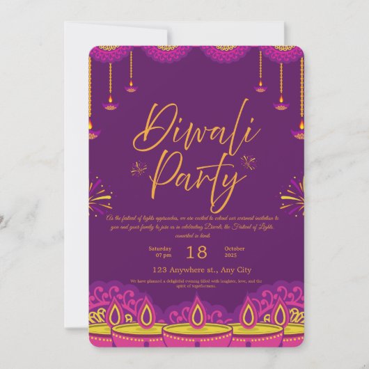 Happy Diwali Celebration Invitation 招待状 (正面)