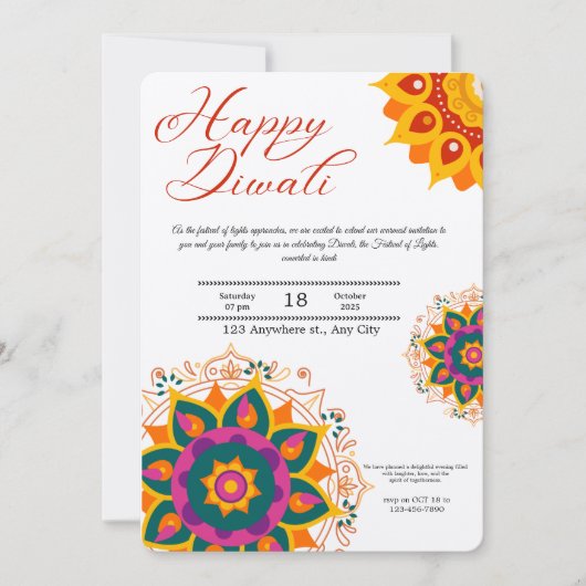 Happy Diwali Celebration Invitation 招待状 (正面)
