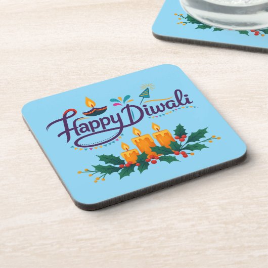 Happy Diwali Coaster Set 6 pcs コースター (左側)