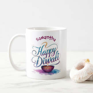 Happy Diwali customisable white  コーヒーマグカップ