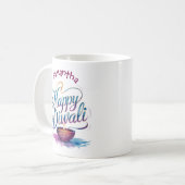 Happy Diwali customisable white  コーヒーマグカップ (正面左)