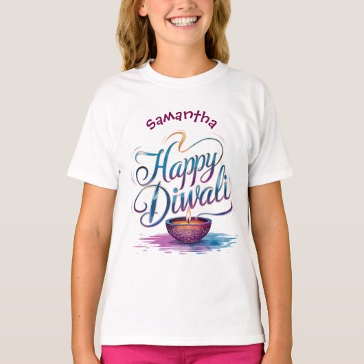 Happy Diwali customisable white  Tシャツ (正面)