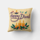 Happy Diwali Decorative Throw Pillow クッション (裏面)