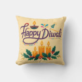 Happy Diwali Decorative Throw Pillow クッション (正面)