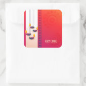 Happy Diwali - Festival of Lights スクエアシール (バッグ)