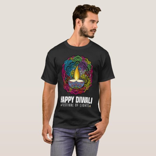 Happy Diwali Festival Of Lights Hindu Celebration Tシャツ (正面フル)