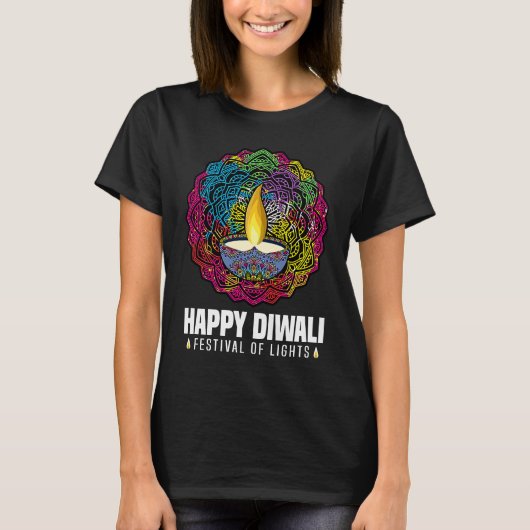 Happy Diwali Festival Of Lights Hindu Celebration Tシャツ (正面)