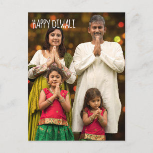 Happy Diwali Fullあなたの家族の写真の休日を追加 ポストカード