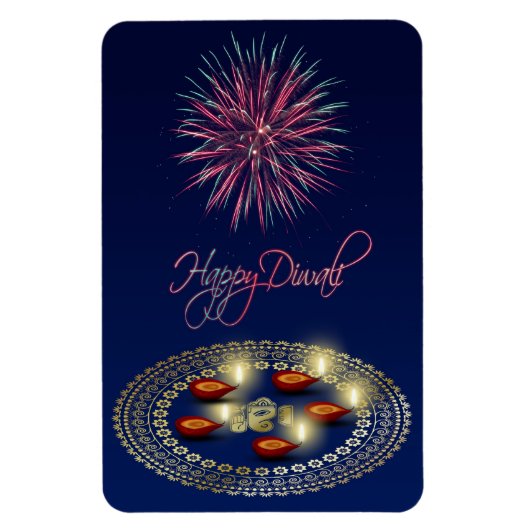 Happy Diwali Ganesha Rangoli – フレキシブル磁石 マグネット (縦)