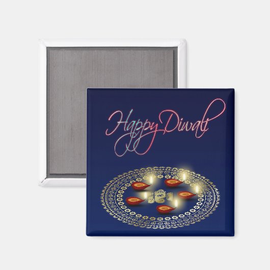 Happy Diwali Ganesha Rangoli – マグネット (正面/裏面)