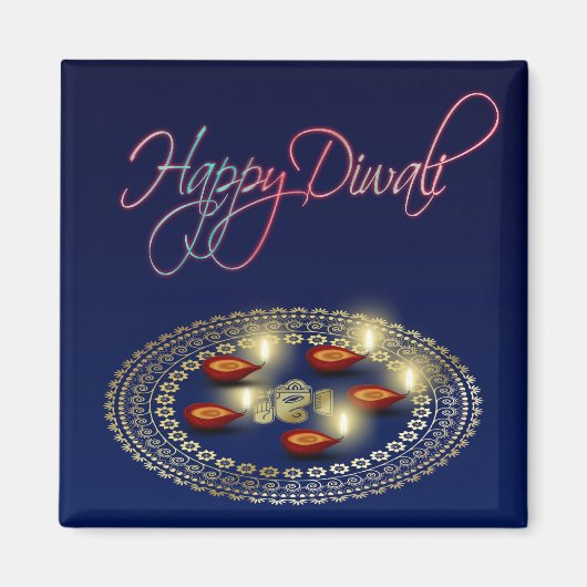 Happy Diwali Ganesha Rangoli – マグネット (正面)