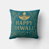 Happy Diwali Gold & Black Elegant Throw Pillow クッション (裏面)