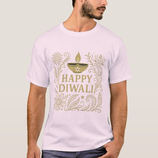 Happy Diwali Gold & Black Men’s Basic T-Shirt Tシャツ (正面)