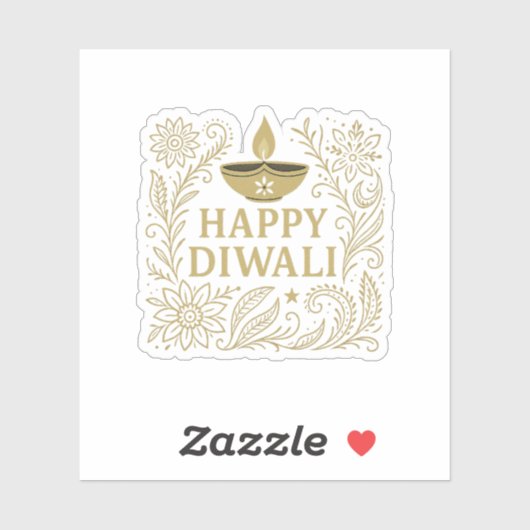 Happy Diwali Gold & Black Sticker Sheet シール (シート)