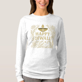 Happy Diwali Gold Elegant Long Sleeve T-Shirt  Tシャツ