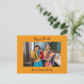 Happy Diwali Greeting with Personal Family Photo ポストカード (スタンド正面)