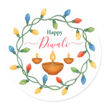 Happy Diwali Lights and Diyas Design