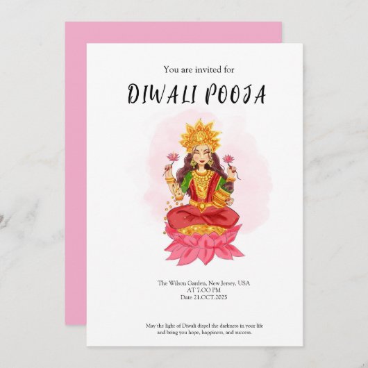 Happy diwali pooja 招待状 (正面/裏面)