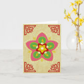 happy diwali : rangoli カード (黄色い花)