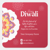 Happy Diwali Round Custom Sticker スクエアシール (正面)