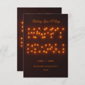 Happy Diwali Warm Illuminated String Lights サンキューカード (正面/裏面)