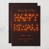 Happy Diwali Warm String Lights Typography Art シーズンカード (正面/裏面)