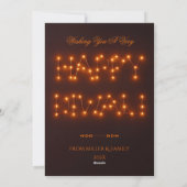 Happy Diwali Warm String Lights Typography Art シーズンカード (裏面)