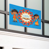 Happy Diwali with Children, Rangoli and Diya 横断幕 (ビルの外側)