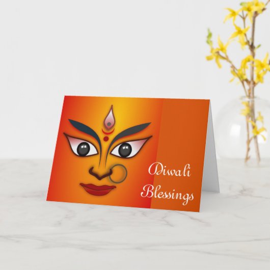 Happy Diwali with Durga カード (黄色い花)