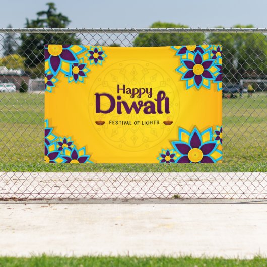 Happy Diwali with Rangoli and Diya 横断幕 (インサイチュ)