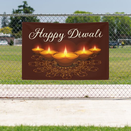 Happy Diwali with Rangoli and Diya 横断幕 (インサイチュ)