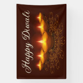 Happy Diwali with Rangoli and Diya 横断幕 (縦)