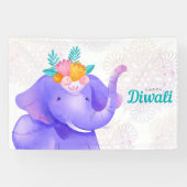 Happy Diwali with Rangoli and Elephant 横断幕 (横)
