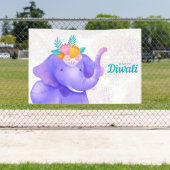 Happy Diwali with Rangoli and Elephant 横断幕 (インサイチュ)