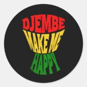 Happy DjembeカラフルがHappy African Drum ラウンドシール (正面)