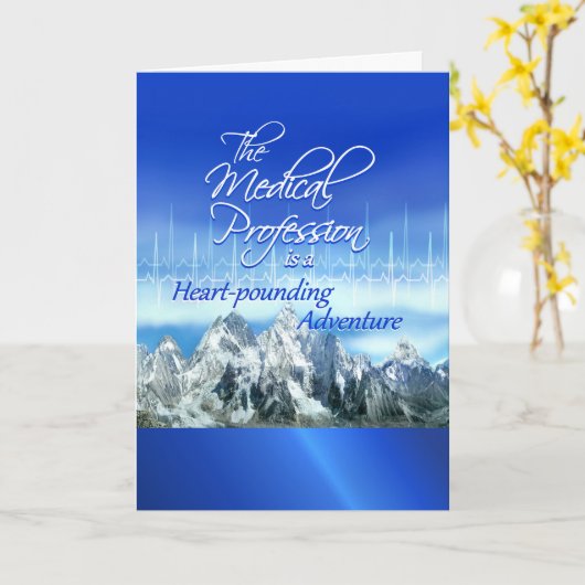 Happy Doctors's Day, heartbeat and Mountains カード (黄色い花)