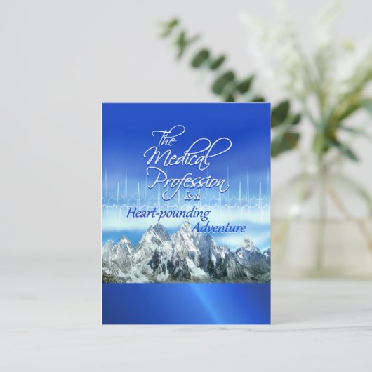 Happy Doctors's Day, heartbeat and Mountains ポストカード (スタンド正面)