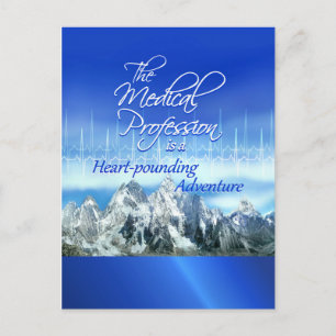 Happy Doctors's Day, heartbeat and Mountains ポストカード