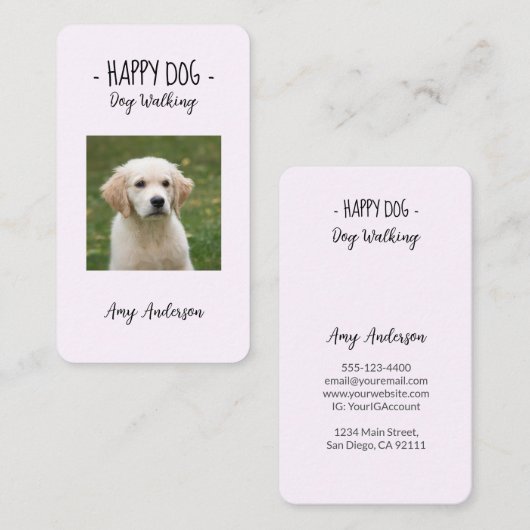 - Happy Dog – 犬歩く名刺 名刺 (正面/裏面)