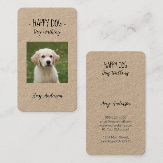 - Happy Dog – 犬歩く名刺 名刺 (正面/裏面)