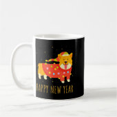 Happy Dog Corgi Celebrating New Year Cozy Christma コーヒーマグカップ (左)
