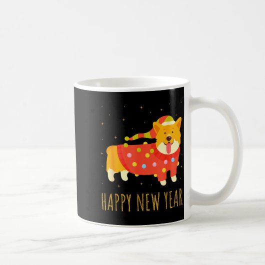 Happy Dog Corgi Celebrating New Year Cozy Christma コーヒーマグカップ (右)