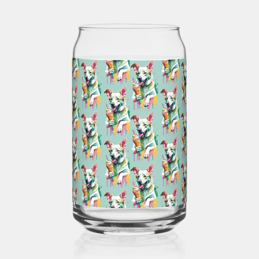 Happy Dog eating an ice-cream ガラス缶 (左)